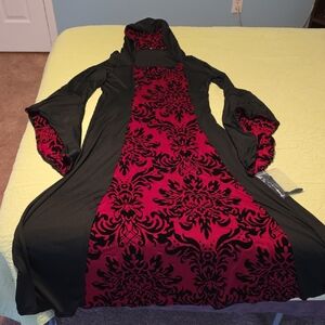 Elegant Black and Red Gothic Dress